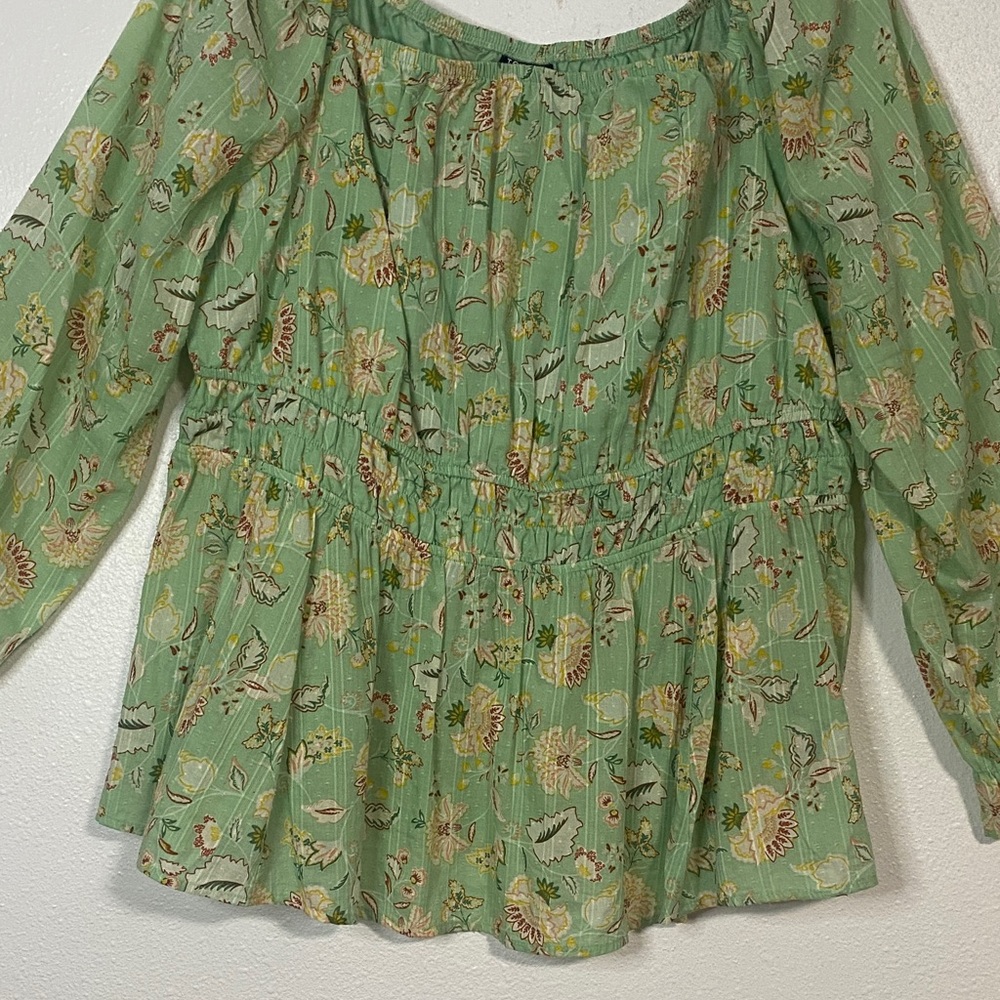 Torrid Mint Floral Peplum Blouse Size 2X - Picture 5 of 15